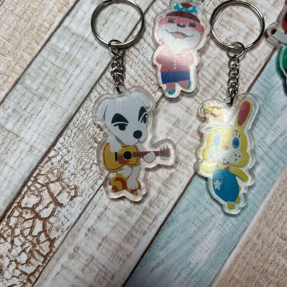 New Animal Crossing Keychain 6Pc Tom Nook Rover Lottie Stitches KK Slider Zipper - Picture 3 of 10